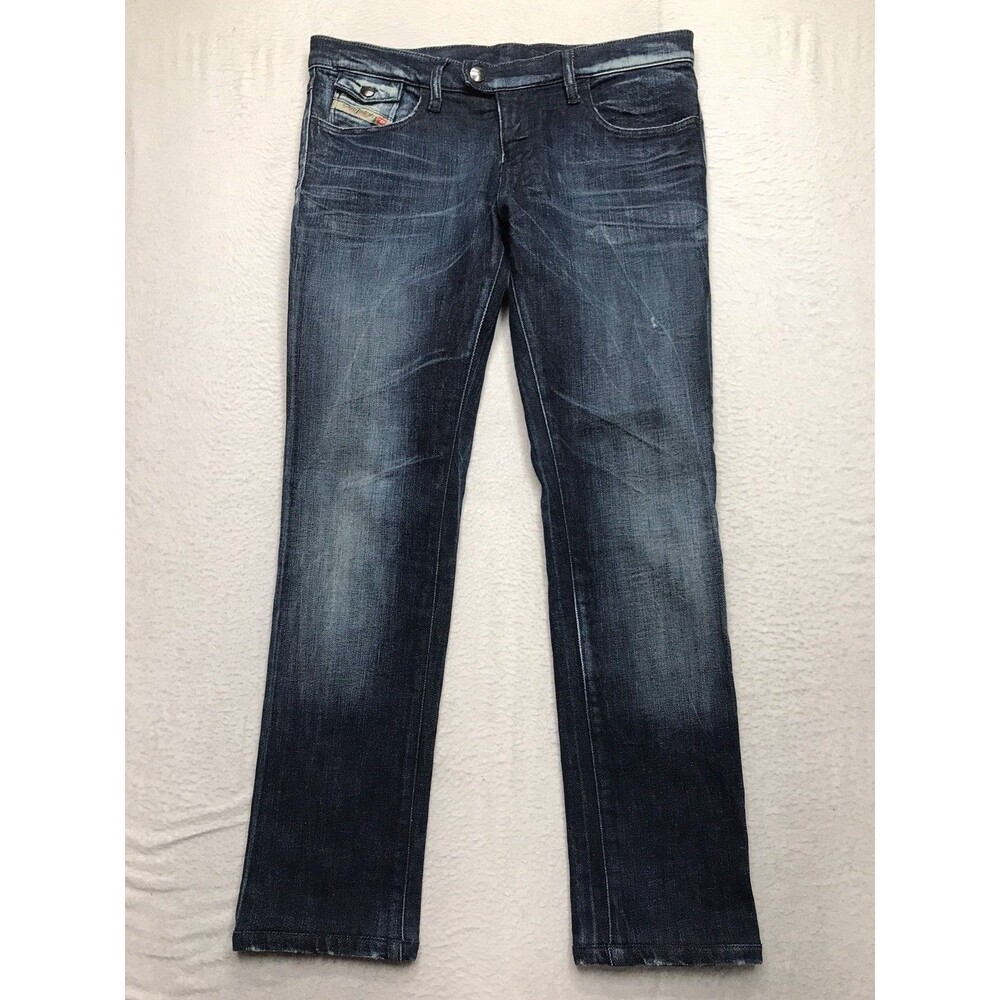 DIESEL Livy-Biker Jeans Women 32x29 Dark Whisker Wash Slim Stretch Denim ITALY